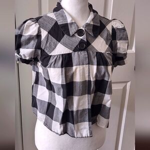 Plaid Swing Front Crop Jacket